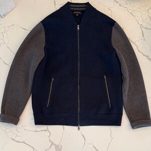 Banana Republic Dark Blue and Charcoal Zip-Up Sweater